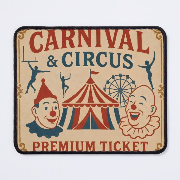 Item preview, Vintage carnival ticket with clown faces and circus tent designed and sold by Creative88Art.