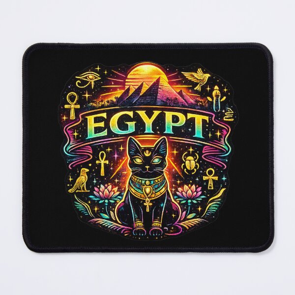 Item preview, Neon Egypt Bastet Cat Cosmic Pyramid designed and sold by Myra365Art.