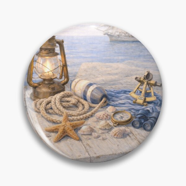 Item preview, Navigator’s Table — Nautical Still Life with Lantern and Sextant designed and sold by Novel Works Studio.
