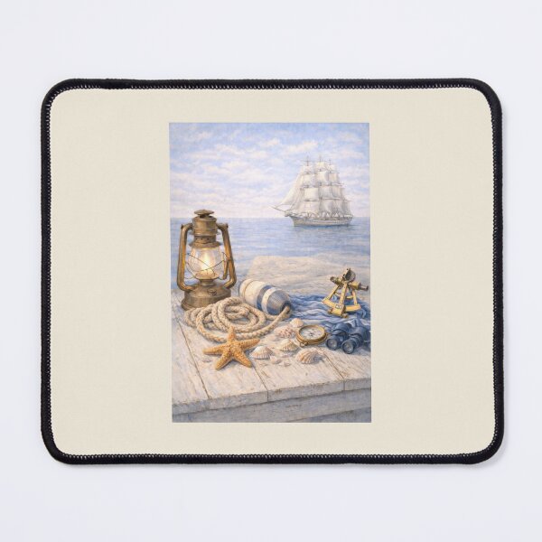 Item preview, Navigator’s Table — Nautical Still Life with Lantern and Sextant designed and sold by Novel Works Studio.