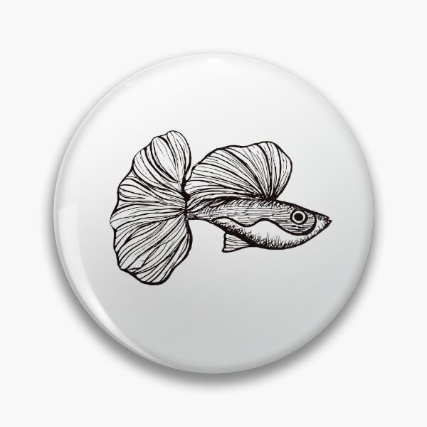 Item preview, Hand Drawn Guppy Black & White designed and sold by Nicki Oren Designs.