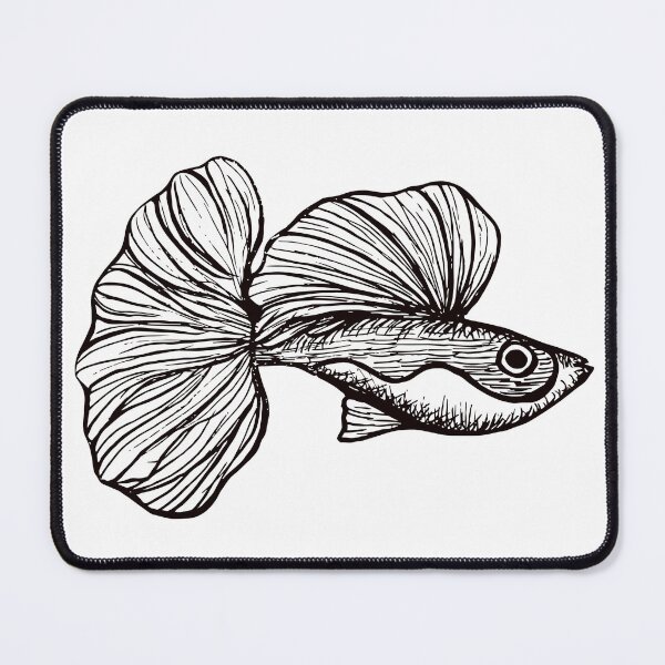 Item preview, Hand Drawn Guppy Black & White designed and sold by Nicki Oren Designs.