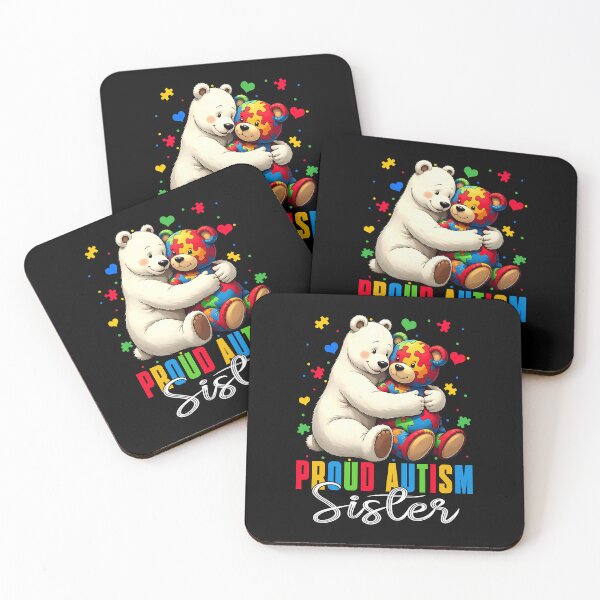 Item preview, Proud Autism Sister Bear Autism Awareness Son Daughter designed and sold by Cheesymatiion.