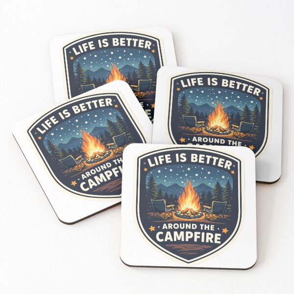 Item preview, Life Is Better Around The Campfire – Camping Outdoor Adventure Badge Design designed and sold by Falconwolf.