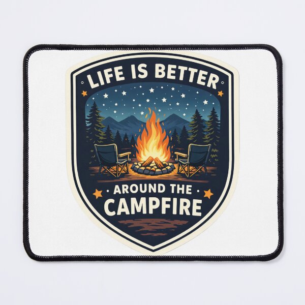 Item preview, Life Is Better Around The Campfire – Camping Outdoor Adventure Badge Design designed and sold by Falconwolf.