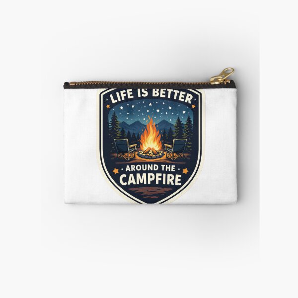Item preview, Life Is Better Around The Campfire – Camping Outdoor Adventure Badge Design designed and sold by Falconwolf.