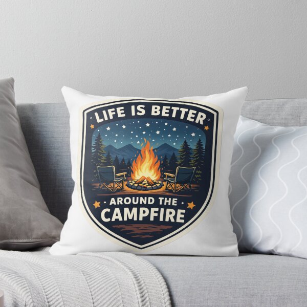 Item preview, Life Is Better Around The Campfire – Camping Outdoor Adventure Badge Design designed and sold by Falconwolf.