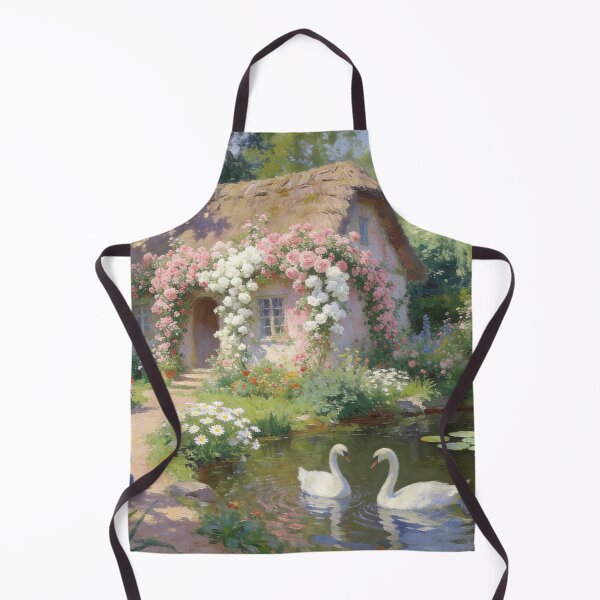 Aperçu de l'œuvre Impressionist Blossom Cottage Painting, Romantic Garden & Nature View Wall Art créée et vendue par BlareBlare.