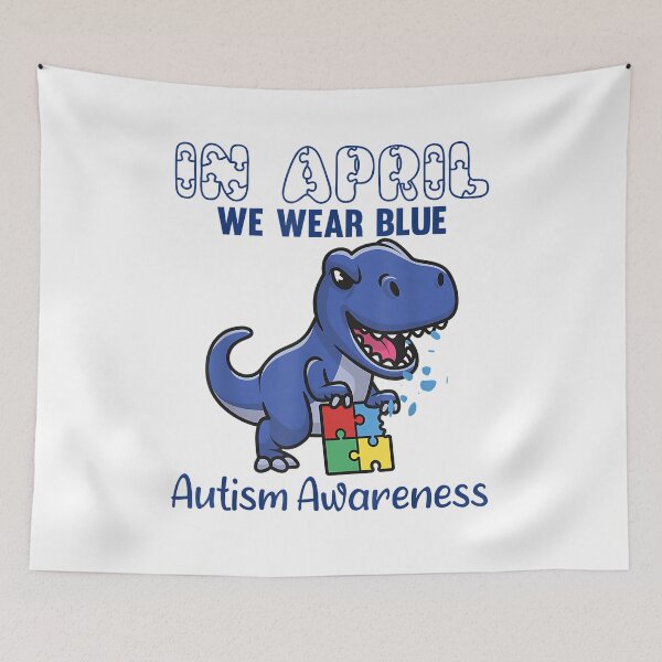 Item preview, In April We Wear Blue Autism Awareness Month Dinosaur T-Rex designed and sold by Cheesymatiion.