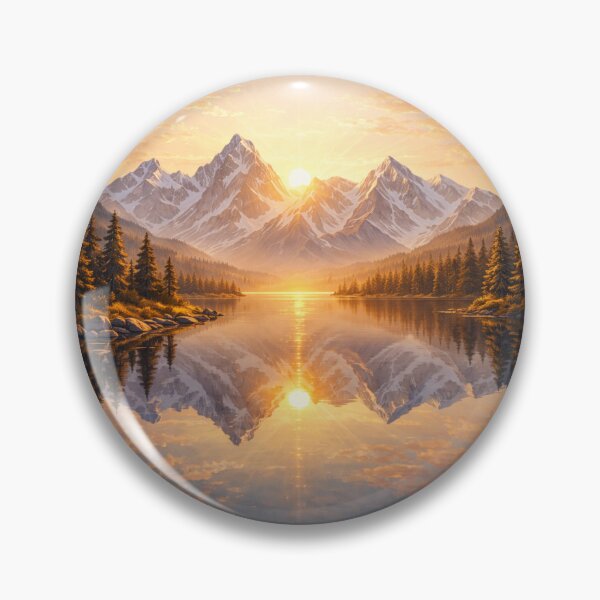 Item preview, Alpine Lake Sunrise – Serene Mountain Landscape Nature Art designed and sold by Falconwolf.
