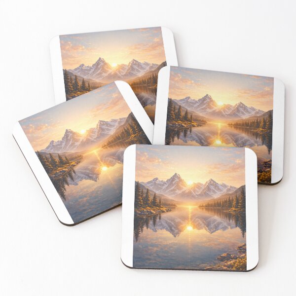 Item preview, Alpine Lake Sunrise – Serene Mountain Landscape Nature Art designed and sold by Falconwolf.