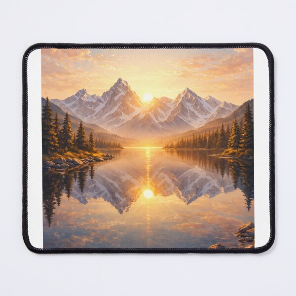 Item preview, Alpine Lake Sunrise – Serene Mountain Landscape Nature Art designed and sold by Falconwolf.
