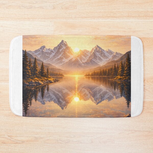 Item preview, Alpine Lake Sunrise – Serene Mountain Landscape Nature Art designed and sold by Falconwolf.
