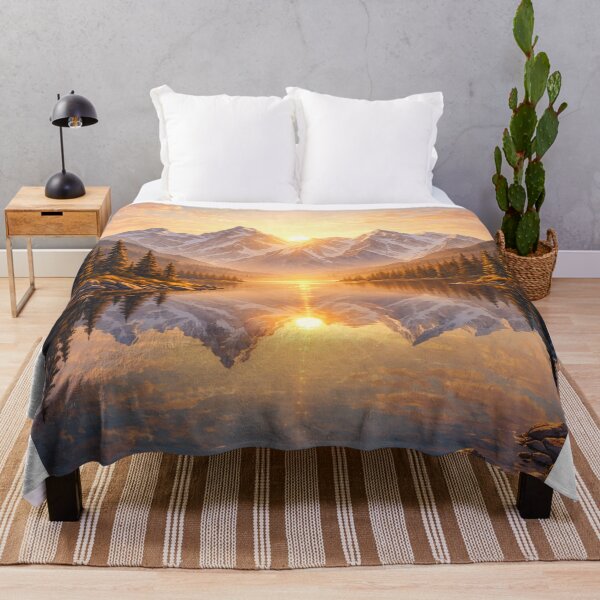 Item preview, Alpine Lake Sunrise – Serene Mountain Landscape Nature Art designed and sold by Falconwolf.