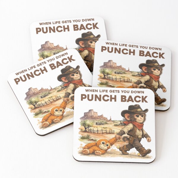 Item preview, Punch Monkey Cowboy - When Life Gets You Down Punch Back designed and sold by vintagearttee.