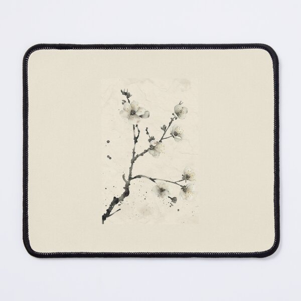 Aperçu de l'œuvre Peinture à l'encre de fleurs de prunier créée et vendue par bloomandthread.