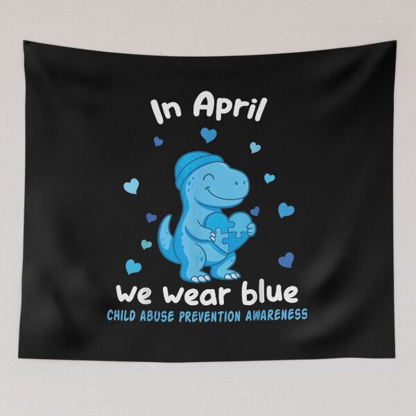 Item preview, Dino in April We Wear Blue Child Abuse Prevention Awareness designed and sold by Goleon12.