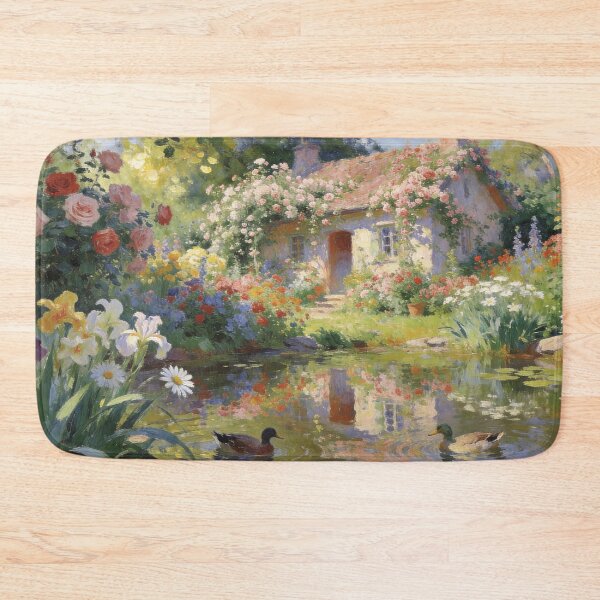 Item preview, Beautiful Flower Cottage Landscape, Impressionism Style Garden Art Print designed and sold by BlareBlare.