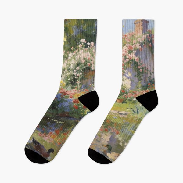 Item preview, Beautiful Flower Cottage Landscape, Impressionism Style Garden Art Print designed and sold by BlareBlare.