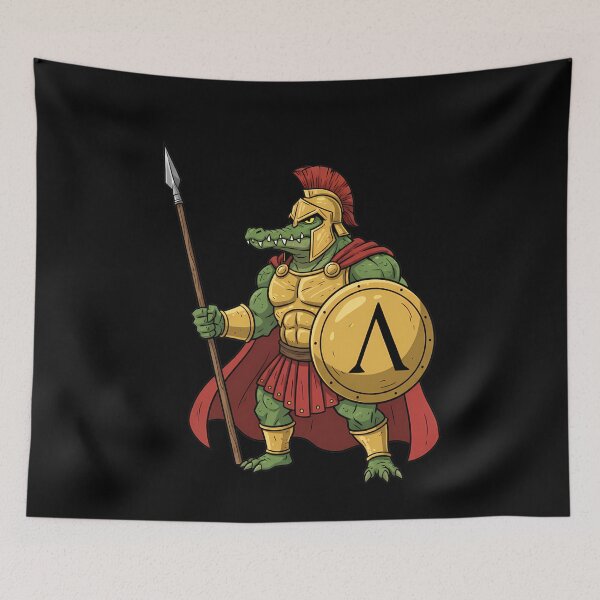 Item preview, Spartan Crocodile Warrior with Spear and Shield designed and sold by k3rstman1.