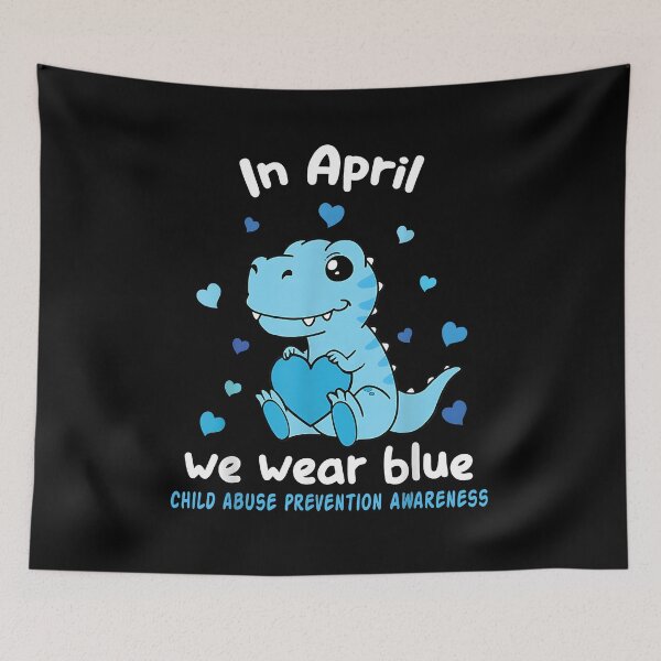 Item preview, Dino In April We Wear Blue Child Abuse Prevention Awareness designed and sold by Goleon12.