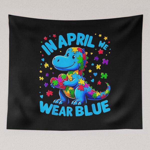 Item preview, Autism Awareness in April We Wear Blue T-Rex Dino designed and sold by Goleon12.