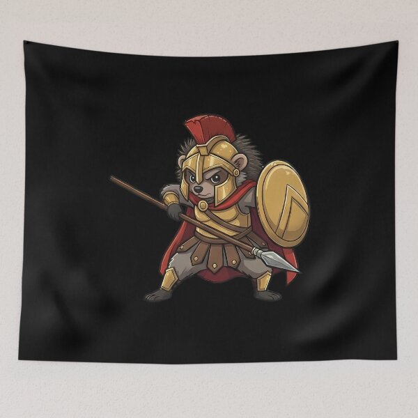 Item preview, Brave Spartan Hedgehog Warrior with Spear designed and sold by k3rstman1.