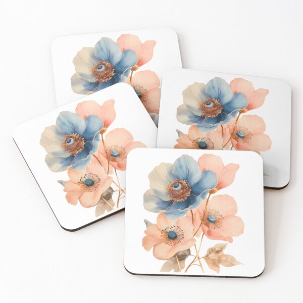 Item preview, ✨Soft Blue Peach Floral Illustration ✨ designed and sold by CheersTOGETHER.