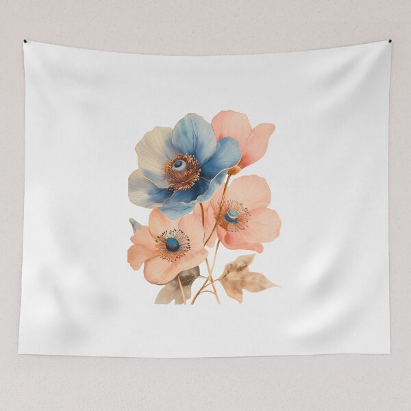 Item preview, ✨Soft Blue Peach Floral Illustration ✨ designed and sold by CheersTOGETHER.