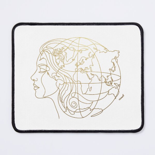 Item preview, Mother Earth Gold Line Art World Map Woman Profile designed and sold by AOG-DESIGNS.