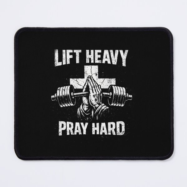 Item preview, Lift Heavy Pray Hard – Christian Fitness Gym Design with Cross & Barbell 2 designed and sold by Saxon Designs.