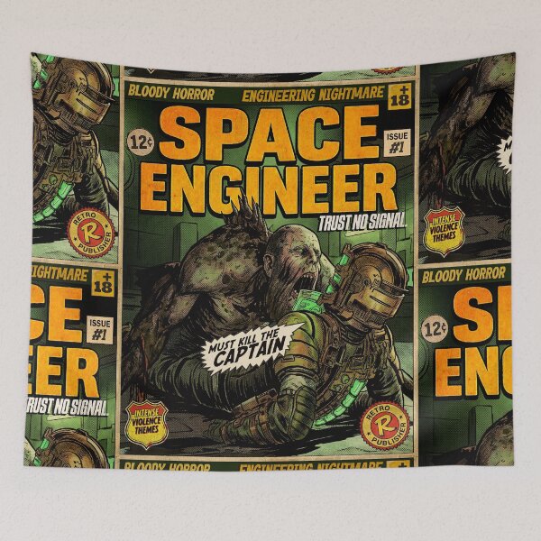Item preview, Space Engineer Horror Gaming Retro Comic Cover Art designed and sold by Back2Collage.