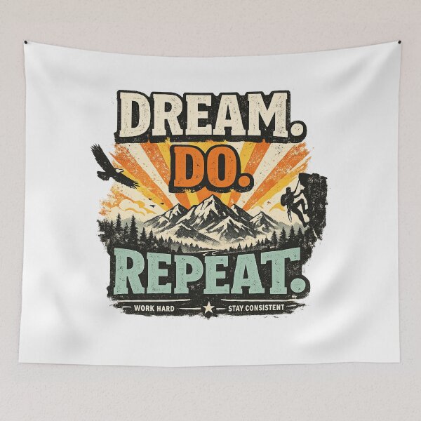 Item preview, Dream Do Repeat – Motivational Poster of Adventure and Mountains designed and sold by HeyHas.