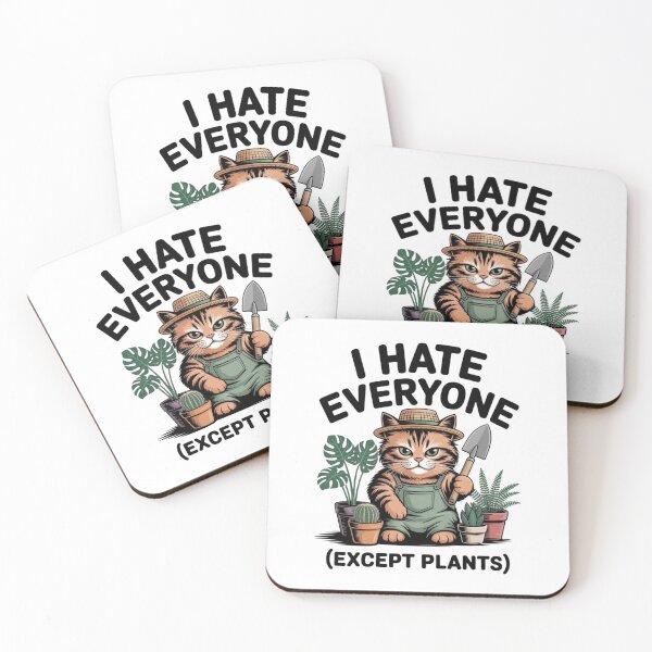 Item preview, Grumpy Orange Cat Plant Lover - I Hate Everyone Meme Sticker designed and sold by Mr-wow.