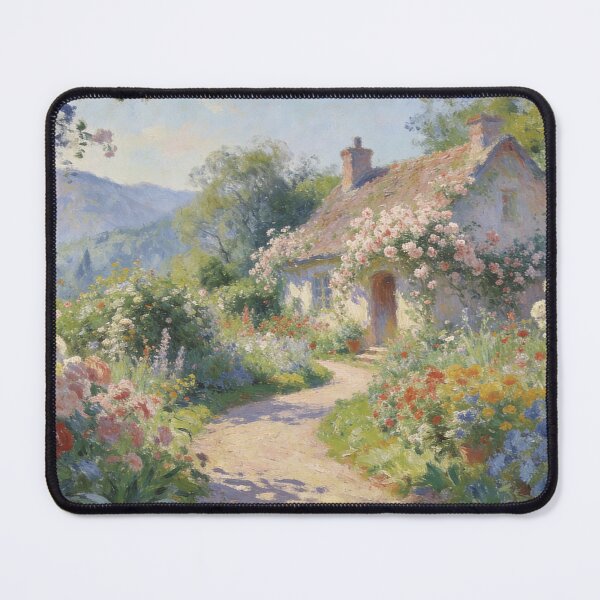 Item preview, Charming Cottage in Bloom, Soft Impressionist Nature Scene Decor designed and sold by BlareBlare.