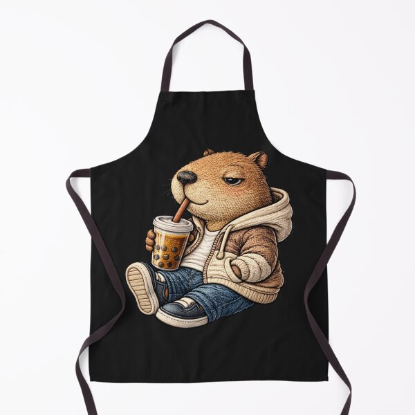 Item preview, Lazy Coffee Capybara – Cute Chibi Capybara Coffee Lover Embroidered Patch Style designed and sold by ColorSplash123.