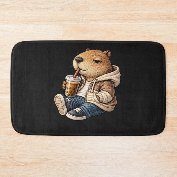 Item preview, Lazy Coffee Capybara – Cute Chibi Capybara Coffee Lover Embroidered Patch Style designed and sold by ColorSplash123.
