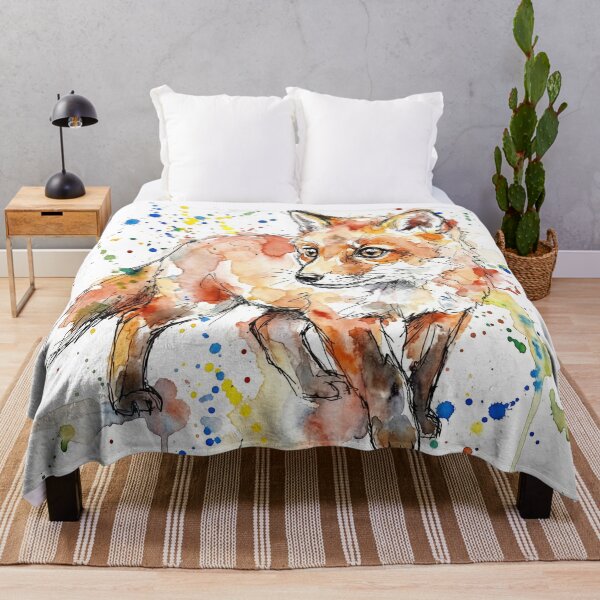 Item preview, Baby Fox Watercolor Print – Cute Ink Line Woodland Nursery Art designed and sold by Printpix.
