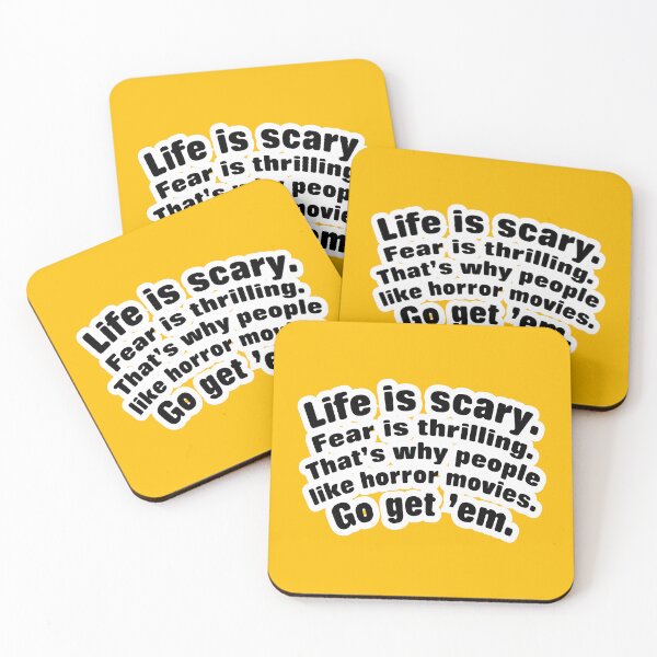 Item preview, Life is scary fear is thrilling, orange background designed and sold by mntimg.