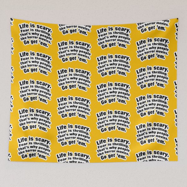 Item preview, Life is scary fear is thrilling, orange background designed and sold by mntimg.