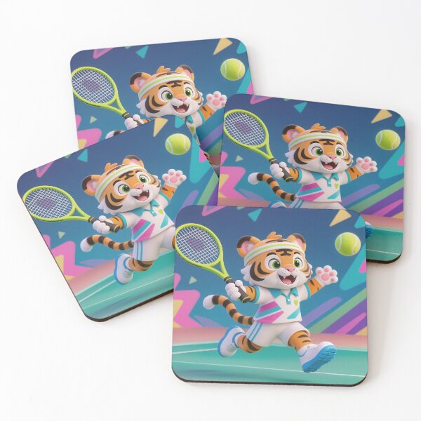 Item preview, Retro Smash: Neon Tennis Tiger designed and sold by SynthRaccoon.