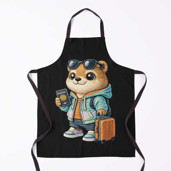 Item preview, Cute Chibi Bear Traveler – Kawaii Travel Bear With Passport Embroidered Patch Style designed and sold by ColorSplash123.