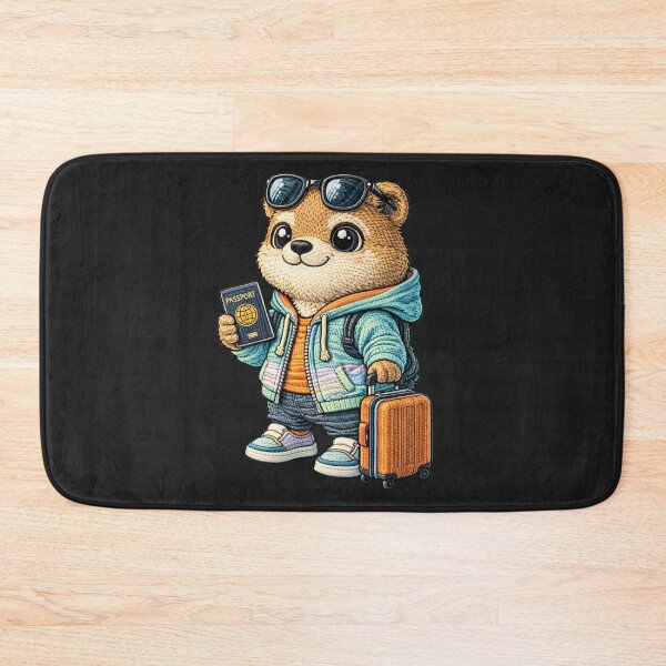 Item preview, Cute Chibi Bear Traveler – Kawaii Travel Bear With Passport Embroidered Patch Style designed and sold by ColorSplash123.