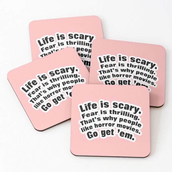 Item preview, Life is scary fear is thrilling, pink background designed and sold by mntimg.
