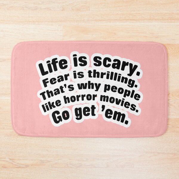 Item preview, Life is scary fear is thrilling, pink background designed and sold by mntimg.