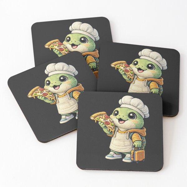 Item preview, Cute Chibi Turtle Pizza Lover – Kawaii Turtle Chef With Pizza Embroidered Patch Style designed and sold by ColorSplash123.