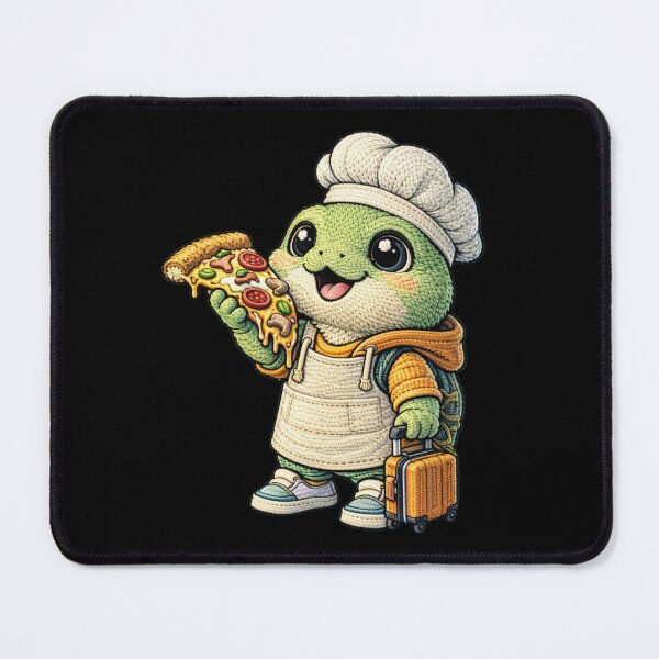Item preview, Cute Chibi Turtle Pizza Lover – Kawaii Turtle Chef With Pizza Embroidered Patch Style designed and sold by ColorSplash123.