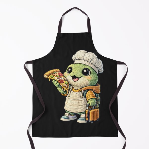 Item preview, Cute Chibi Turtle Pizza Lover – Kawaii Turtle Chef With Pizza Embroidered Patch Style designed and sold by ColorSplash123.