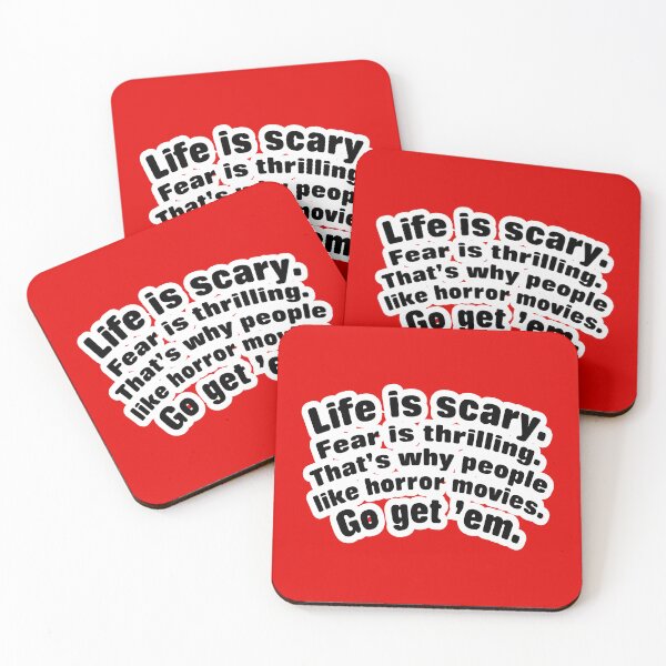 Item preview, Life is scary fear is thrilling, red background designed and sold by mntimg.