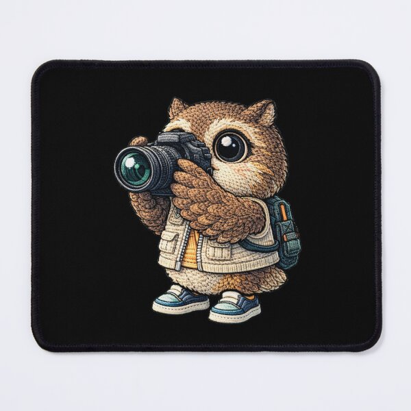 Item preview, Cute Chibi Owl Photographer – Kawaii Owl With Camera Embroidered Patch Style designed and sold by ColorSplash123.